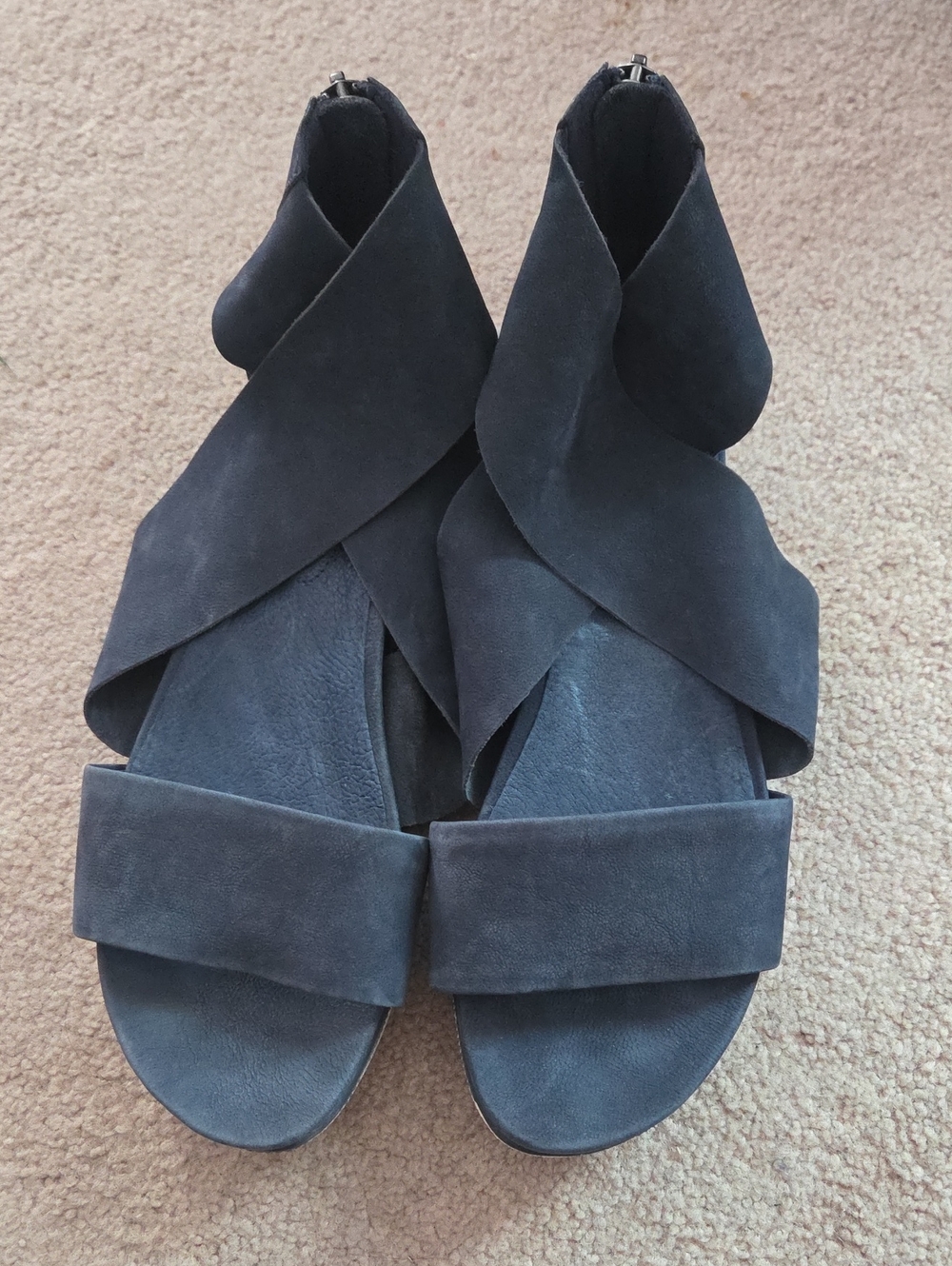 Eileen Fisher Blue Nubuck Platform Sandal 9 - Picture 9 of 10